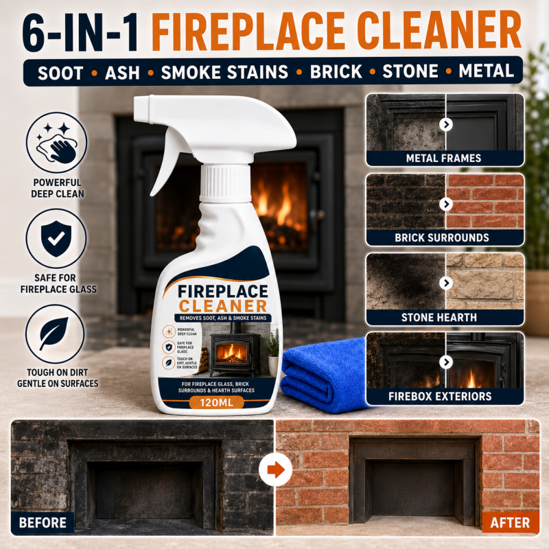 🥳2026 HOT SALE🥳💞50K+ SOLD! 🔥🧹 50% OFF! Fireplace Cleaner Spray with Towel – Dissolves stubborn soot, ash & smoke stains. Safe for glass, brick & metal – restores like-new shine! 🏠✨