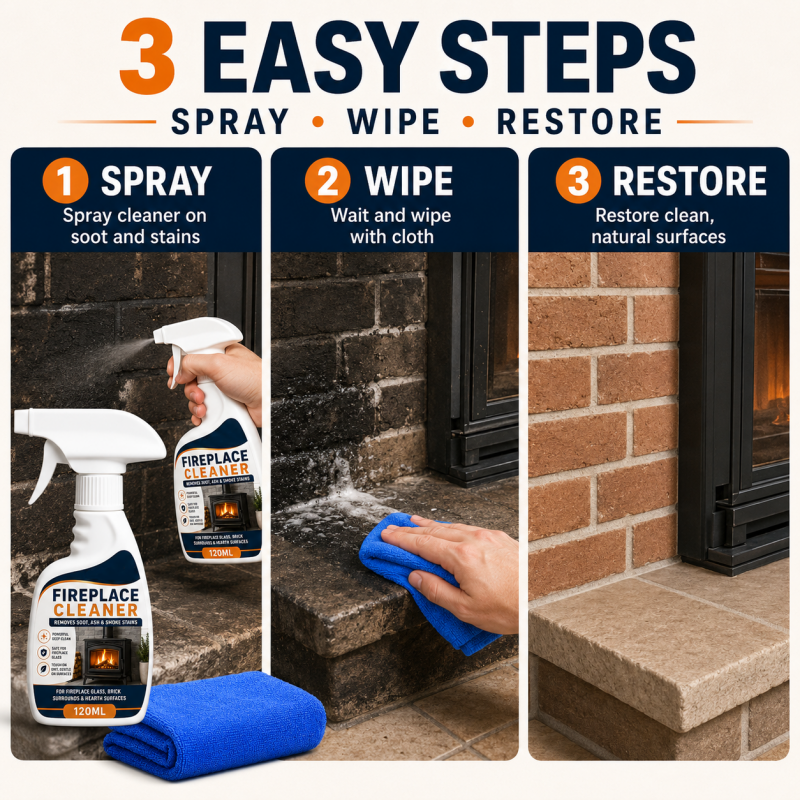 🥳2026 HOT SALE🥳💞50K+ SOLD! 🔥🧹 50% OFF! Fireplace Cleaner Spray with Towel – Dissolves stubborn soot, ash & smoke stains. Safe for glass, brick & metal – restores like-new shine! 🏠✨