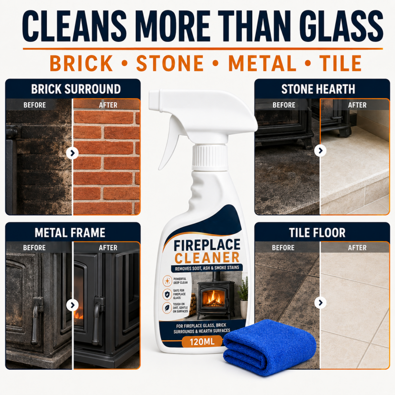 🥳2026 HOT SALE🥳💞50K+ SOLD! 🔥🧹 50% OFF! Fireplace Cleaner Spray with Towel – Dissolves stubborn soot, ash & smoke stains. Safe for glass, brick & metal – restores like-new shine! 🏠✨