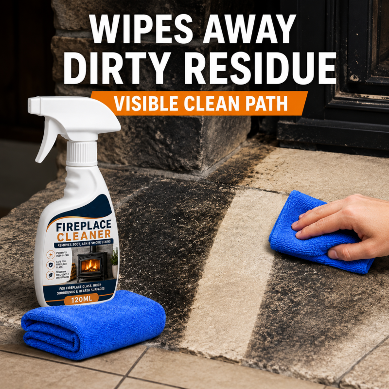 🥳2026 HOT SALE🥳💞50K+ SOLD! 🔥🧹 50% OFF! Fireplace Cleaner Spray with Towel – Dissolves stubborn soot, ash & smoke stains. Safe for glass, brick & metal – restores like-new shine! 🏠✨
