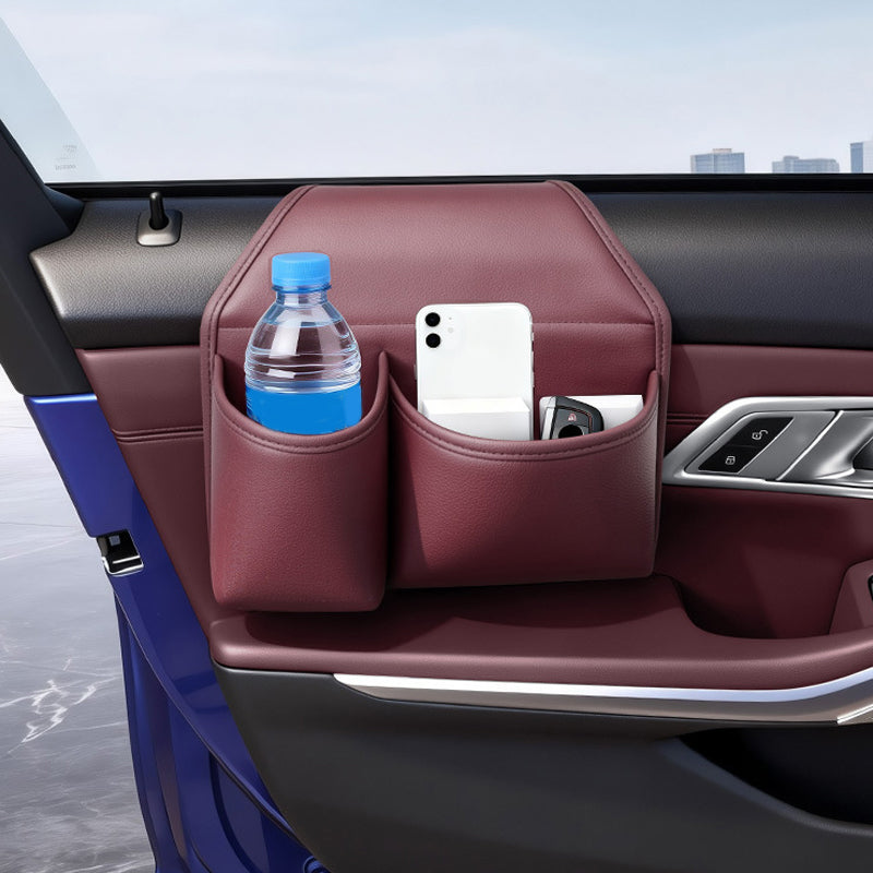 🥳2026 HOT SALE🥳💞50K+ SOLD! 🚗📱 50% OFF! Space-Saving Car Door Storage Organizer – Dual compartments for phone & bottle, ultra-slim design doesn’t block windows. Premium Nappa leather, flocked lining – no scratches, no clutter! 🛡️✨