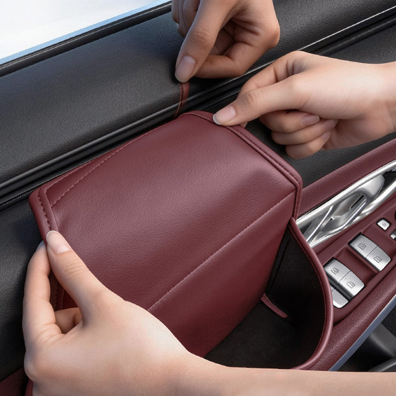 🥳2026 HOT SALE🥳💞50K+ SOLD! 🚗📱 50% OFF! Space-Saving Car Door Storage Organizer – Dual compartments for phone & bottle, ultra-slim design doesn’t block windows. Premium Nappa leather, flocked lining – no scratches, no clutter! 🛡️✨