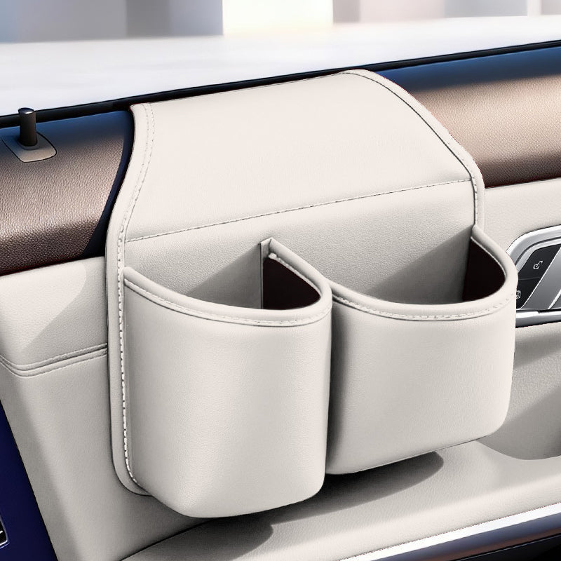 🥳2026 HOT SALE🥳💞50K+ SOLD! 🚗📱 50% OFF! Space-Saving Car Door Storage Organizer – Dual compartments for phone & bottle, ultra-slim design doesn’t block windows. Premium Nappa leather, flocked lining – no scratches, no clutter! 🛡️✨
