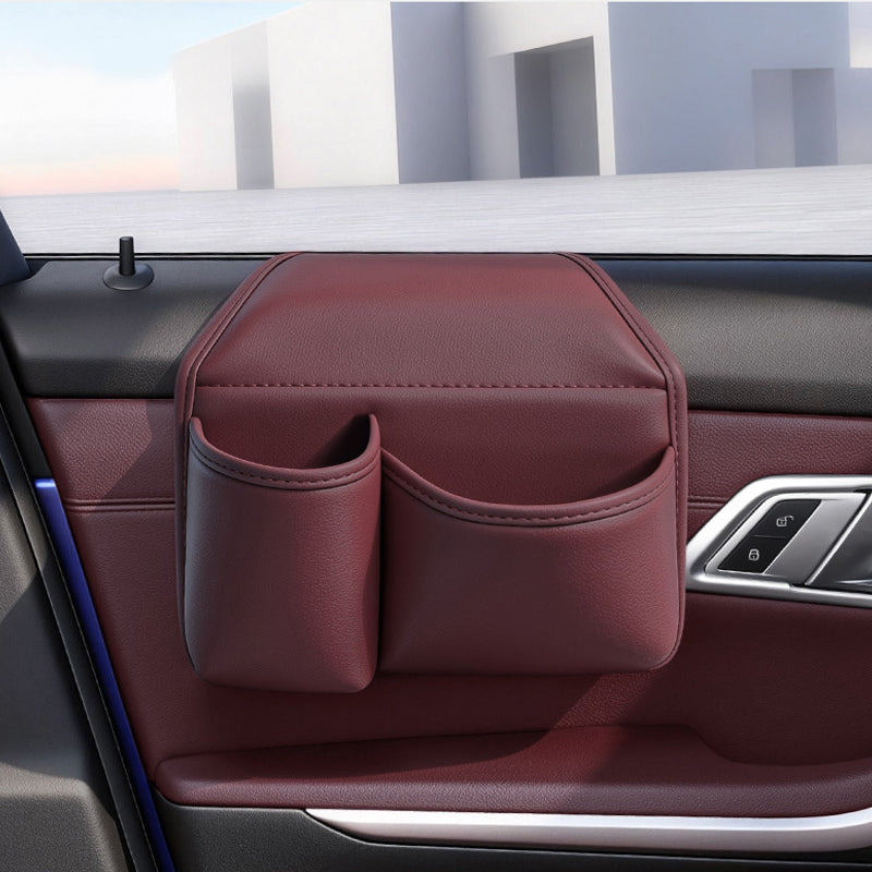🥳2026 HOT SALE🥳💞50K+ SOLD! 🚗📱 50% OFF! Space-Saving Car Door Storage Organizer – Dual compartments for phone & bottle, ultra-slim design doesn’t block windows. Premium Nappa leather, flocked lining – no scratches, no clutter! 🛡️✨