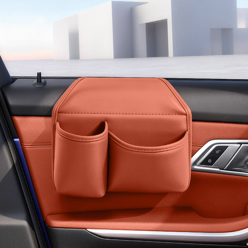 🥳2026 HOT SALE🥳💞50K+ SOLD! 🚗📱 50% OFF! Space-Saving Car Door Storage Organizer – Dual compartments for phone & bottle, ultra-slim design doesn’t block windows. Premium Nappa leather, flocked lining – no scratches, no clutter! 🛡️✨