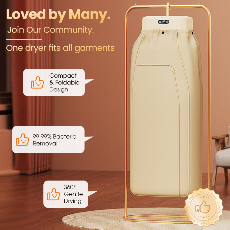 🥳2026 HOT SALE🥳💞50K+ SOLD! 👕💨 50% OFF! Portable Clothes Dryer – 600W PTC heating, 360° airflow, 99.99% bacteria removal. 2 heat levels & 180-min timer, foldable & compact! 🛡️✅