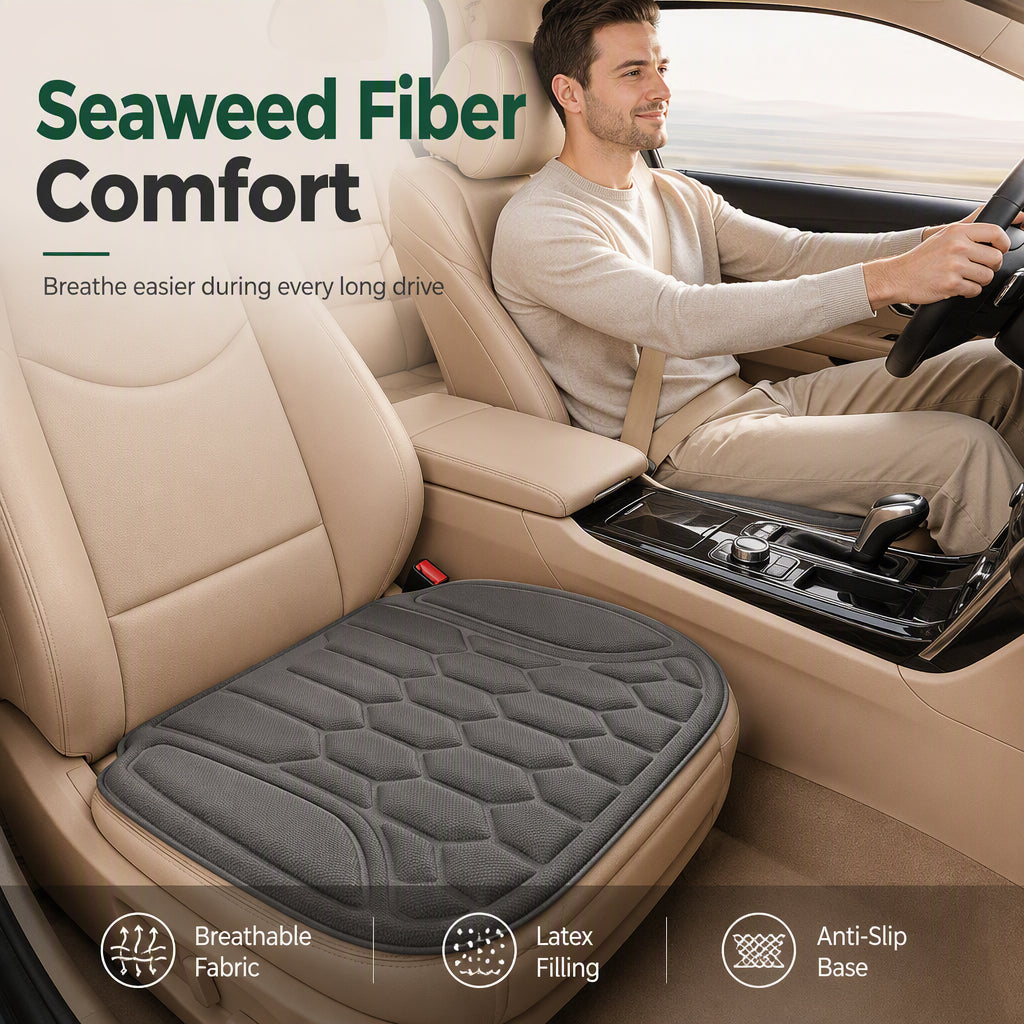 🥳2026 HOT SALE🥳💞50K+ SOLD! 🏆🚗 LAST DAY 50% OFF! Cooling Car Seat Cushion – Seaweed fibre linen keeps you cool, moisture‑wicking & breathable. Zero‑pressure latex support – perfect for long drives! 🌿💨