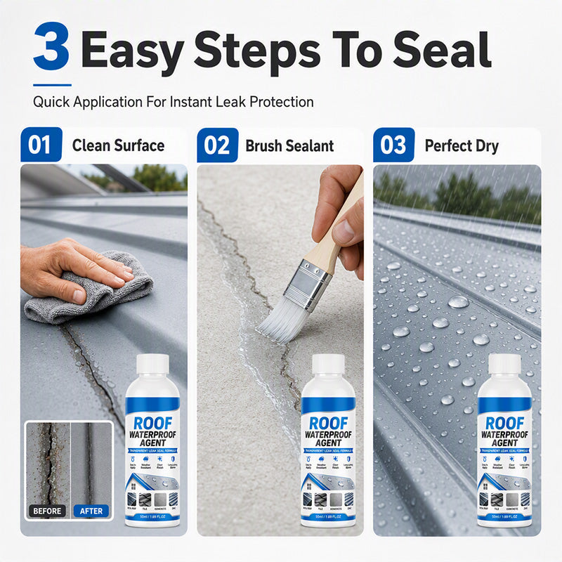 🥳2026 HOT SALE🥳💞50K+ SOLD! 🌧️🪣 50% OFF! Transparent Roof Waterproof Sealant – Invisible leak repair, preserves roof aesthetics. Deep‑penetrating polymer bonds with surfaces – weatherproof & crack‑resistant! 🔧✨