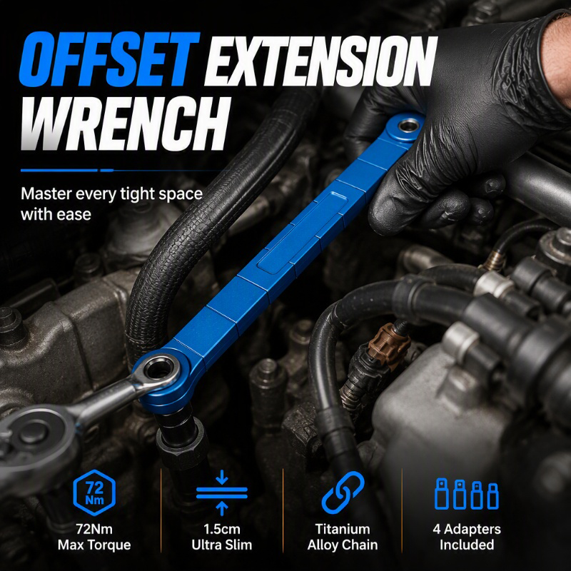 🥳2026 HOT SALE🥳💞50K+ SOLD! 🔧📏 50% OFF! Extended Reach Ratchet Wrench – Slim profile fits tight gaps, 39cm length. 72Nm torque tackles rusted bolts – a workshop essential! 🛠️💪
