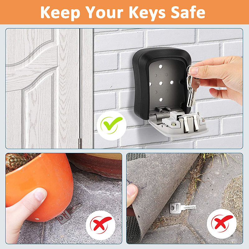 🥳2026 HOT SALE🥳💞50K+ SOLD! 🔑🔒 50% OFF! Wall Mount Key Lock Box – 4-digit resettable combination, reinforced hinge, waterproof & rust-resistant. Secure spare keys for home, garage & office! 🏠✅