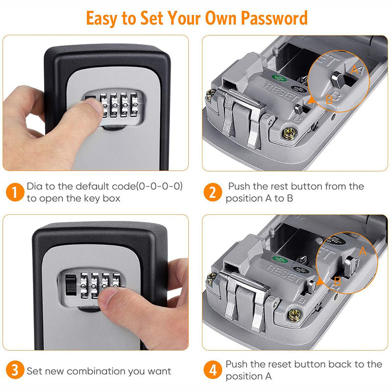 🥳2026 HOT SALE🥳💞50K+ SOLD! 🔑🔒 50% OFF! Wall Mount Key Lock Box – 4-digit resettable combination, reinforced hinge, waterproof & rust-resistant. Secure spare keys for home, garage & office! 🏠✅