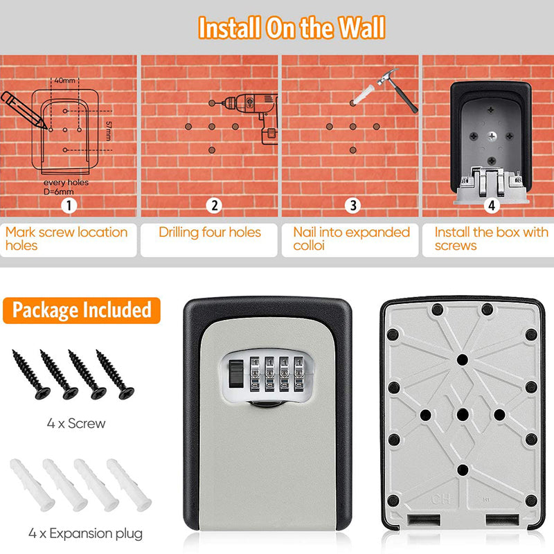 🥳2026 HOT SALE🥳💞50K+ SOLD! 🔑🔒 50% OFF! Wall Mount Key Lock Box – 4-digit resettable combination, reinforced hinge, waterproof & rust-resistant. Secure spare keys for home, garage & office! 🏠✅