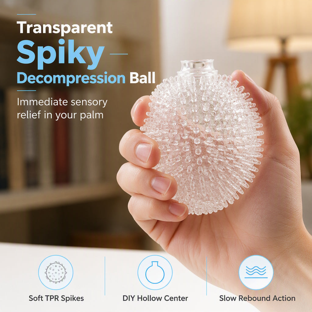 🥳2026 HOT SALE🥳💞50K+ SOLD! 🌀🔮 50% OFF! TPR Spiky Ball Skin – Transparent DIY squeeze toy shell with sealing plug. Fill with your choice – create your own stress‑relief toy! From £4.99 – lowest price! 🎨✋
