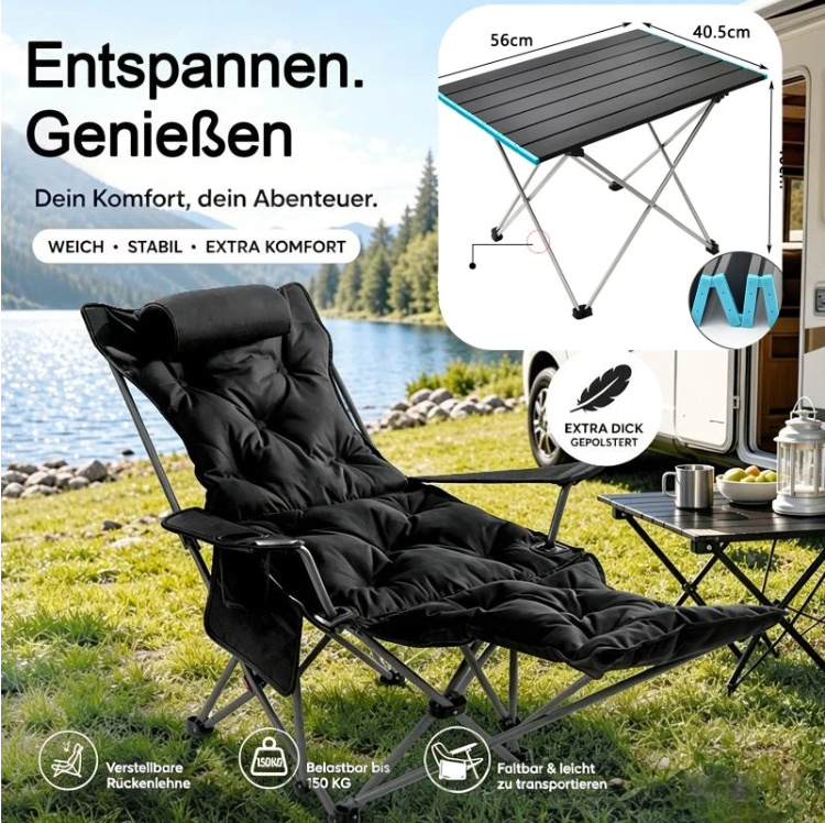🥳2026 HOT SALE🥳💞50K+ SOLD! 🪑🌿 50% OFF! Adjustable Folding Outdoor Chair – 3/4 reclining positions & extendable leg rest. Reinforced carbon steel frame supports 300 lbs – perfect for camping, beach & garden! 🏕️✨