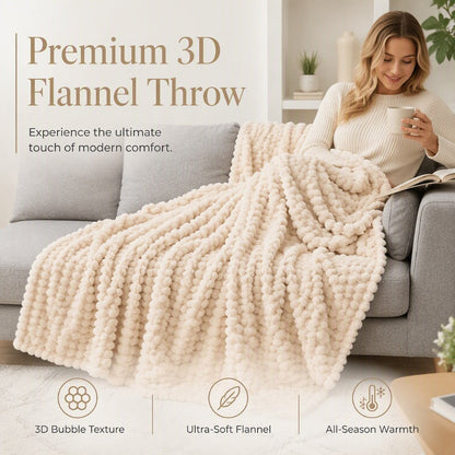 🥳2026 HOT SALE🥳💞50K+ SOLD! 🛋️✨ 50% OFF! Soft Flannel Throw Blanket – 3D bubble texture, cloud-like softness, breathable warmth. Perfect for sofa, bed & cosy nights! 🛡️💚