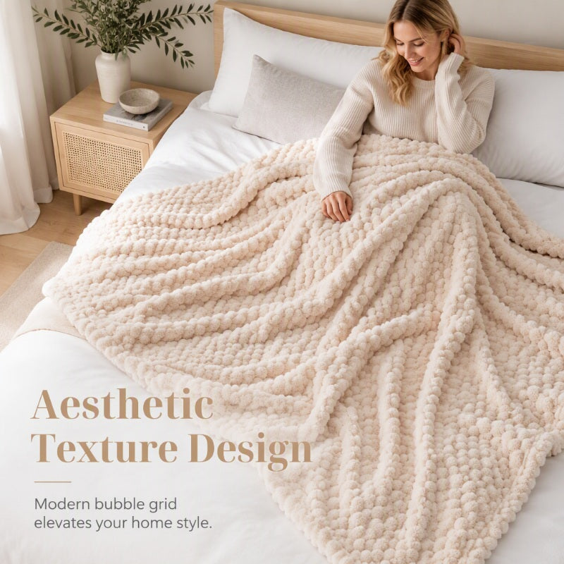 🥳2026 HOT SALE🥳💞50K+ SOLD! 🛋️✨ 50% OFF! Soft Flannel Throw Blanket – 3D bubble texture, cloud-like softness, breathable warmth. Perfect for sofa, bed & cosy nights! 🛡️💚