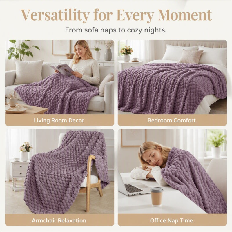 🥳2026 HOT SALE🥳💞50K+ SOLD! 🛋️✨ 50% OFF! Soft Flannel Throw Blanket – 3D bubble texture, cloud-like softness, breathable warmth. Perfect for sofa, bed & cosy nights! 🛡️💚