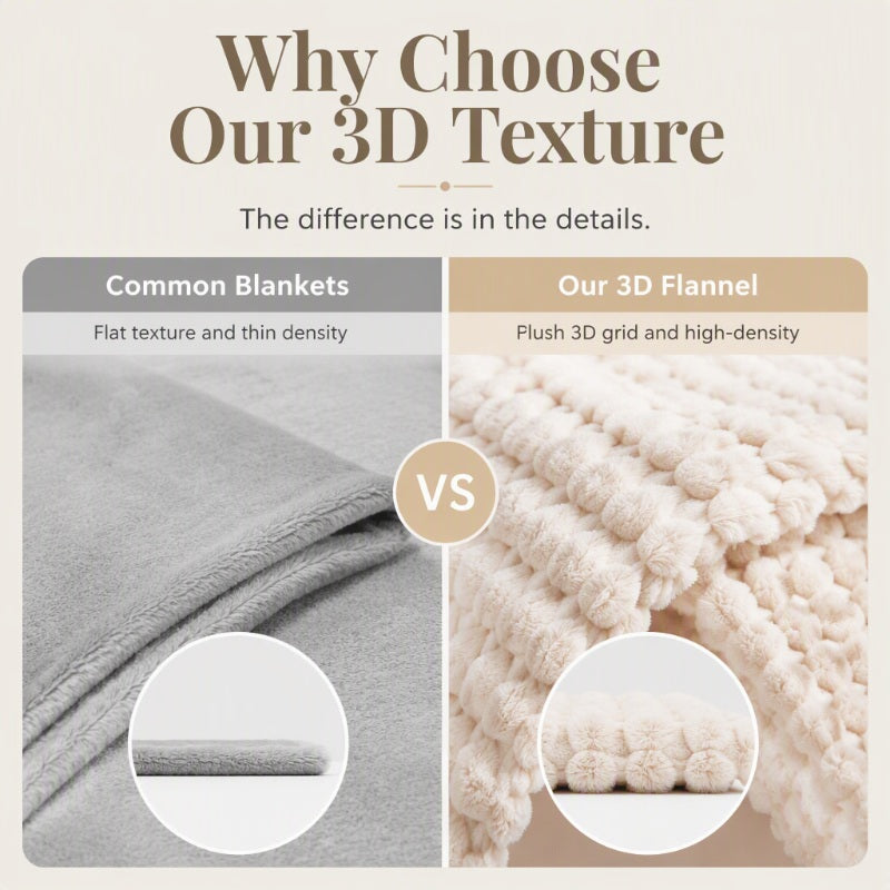 🥳2026 HOT SALE🥳💞50K+ SOLD! 🛋️✨ 50% OFF! Soft Flannel Throw Blanket – 3D bubble texture, cloud-like softness, breathable warmth. Perfect for sofa, bed & cosy nights! 🛡️💚