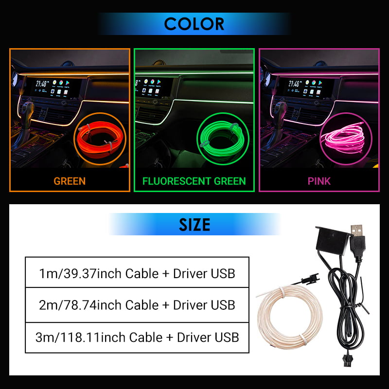 🥳2026 HOT SALE🥳💞50K+ SOLD! 🚗💡 50% OFF! Car Interior LED Strip Atmosphere Lights – Ultra‑thin, multi‑colour & easy install. 3m/5m/7m options – transform your cabin with a single plug! ✨🎨
