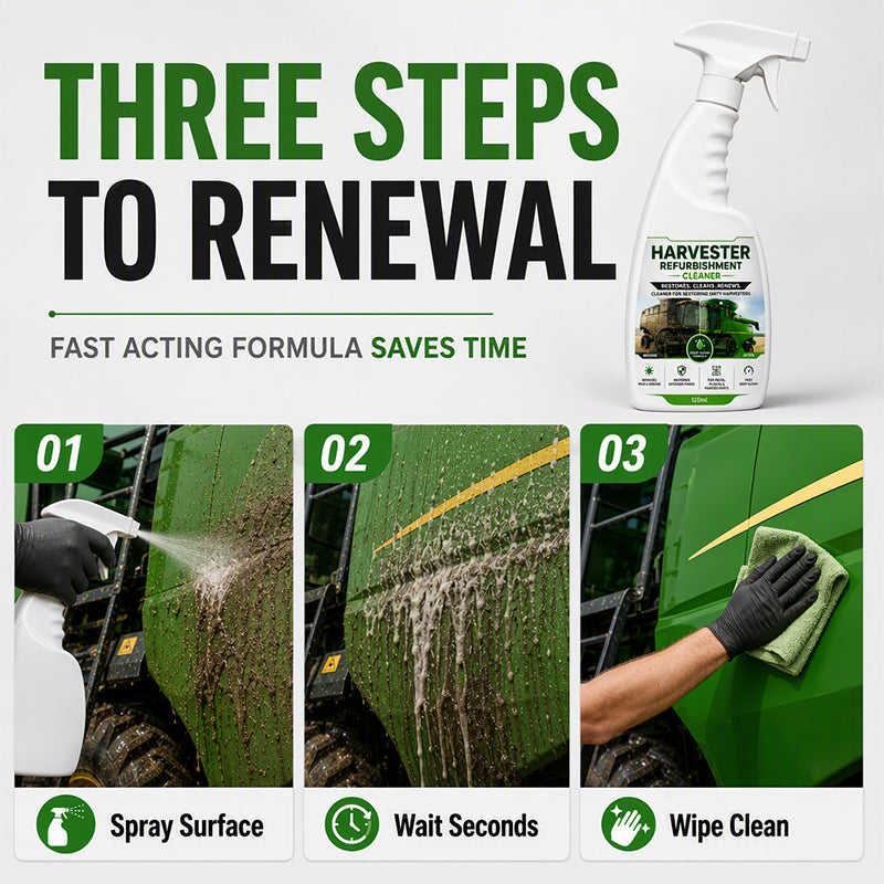 🥳2026 HOT SALE🥳💞50K+ SOLD! 🌾✨ 50% OFF! Harvester Refurbishing Cleaner Spray – Removes mud & oil, restores factory shine. Multi‑surface safe – glass, metal & plastics. A must‑have for harvest season! 🚜💪