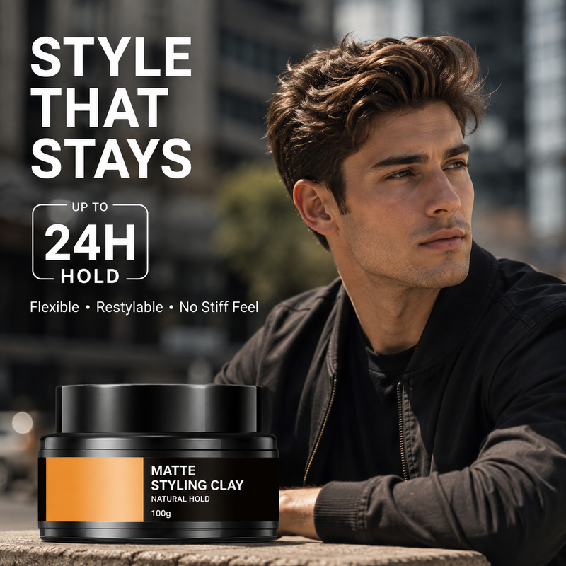 🥳2026 HOT SALE🥳💞50K+ SOLD! 🧑‍🦱💨 50% OFF! Men‘s Lightweight Strong Hold Hair Styling Clay – Strong hold, natural volume & non‑sticky finish. Easy to apply & restyle – keeps your look fresh all day! 🪞✨