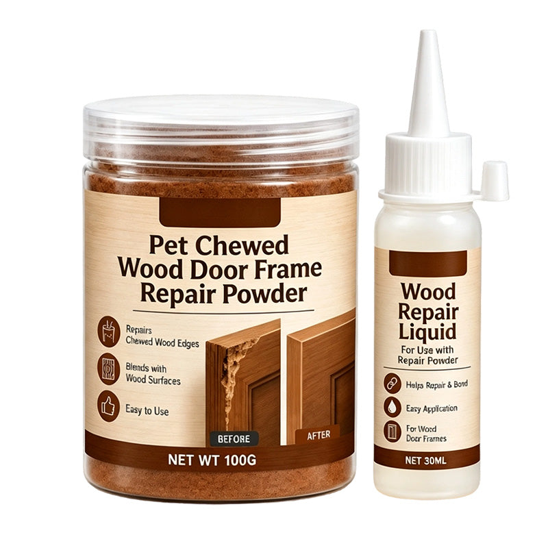 🥳2026 HOT SALE🥳💞50K+ SOLD! 🪵🛠️ 50% OFF! Pet Chewed Wood Door Frame Repair Kit – Professional-grade, bonds stronger than original wood. Restores door frames, stairs & furniture – a complete DIY solution! 🏠✨