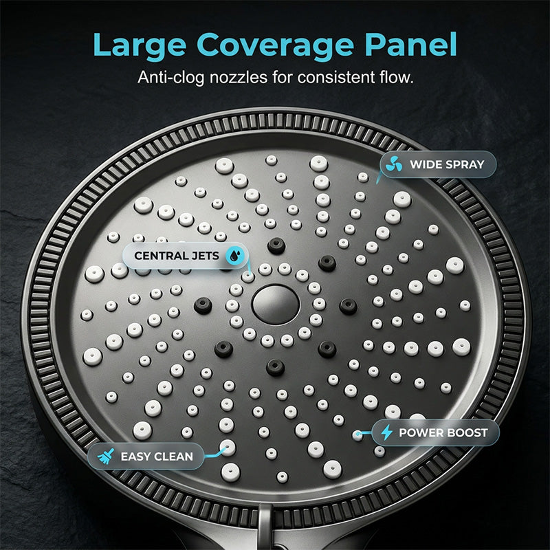 🥳2026 HOT SALE🥳💞50K+ SOLD! 💦🚿 50% OFF! Adjustable Flow Rainfall High-Pressure Shower Head – Turbocharged pressure boost, 6 spray modes & wide coverage. Universal G1/2″ fit – easy DIY install in minutes! 🛁✨