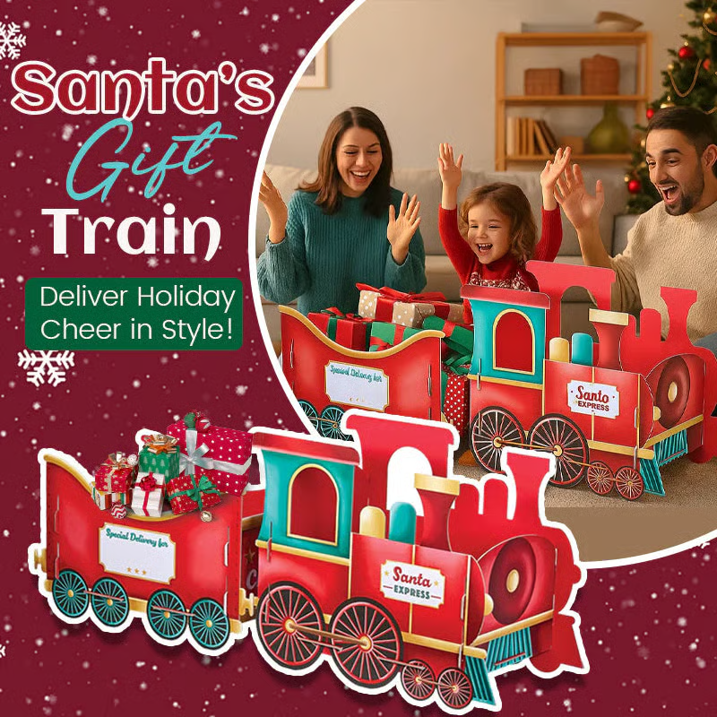 🥳2026 HOT SALE🥳💞50K+ SOLD! 🚂🎁 50% OFF! Creative Santa‘s Gift Express Train – Spacious compartments for gifts, whimsical gingerbread design. No tools needed – place under tree & watch holiday magic come alive! 🎄✨