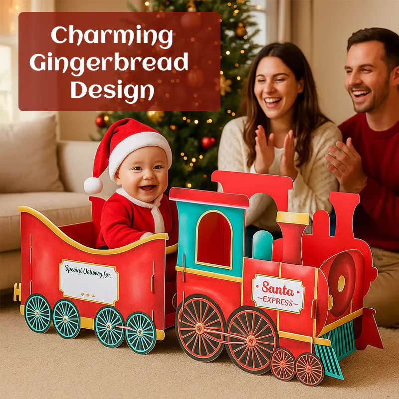 🥳2026 HOT SALE🥳💞50K+ SOLD! 🚂🎁 50% OFF! Creative Santa‘s Gift Express Train – Spacious compartments for gifts, whimsical gingerbread design. No tools needed – place under tree & watch holiday magic come alive! 🎄✨