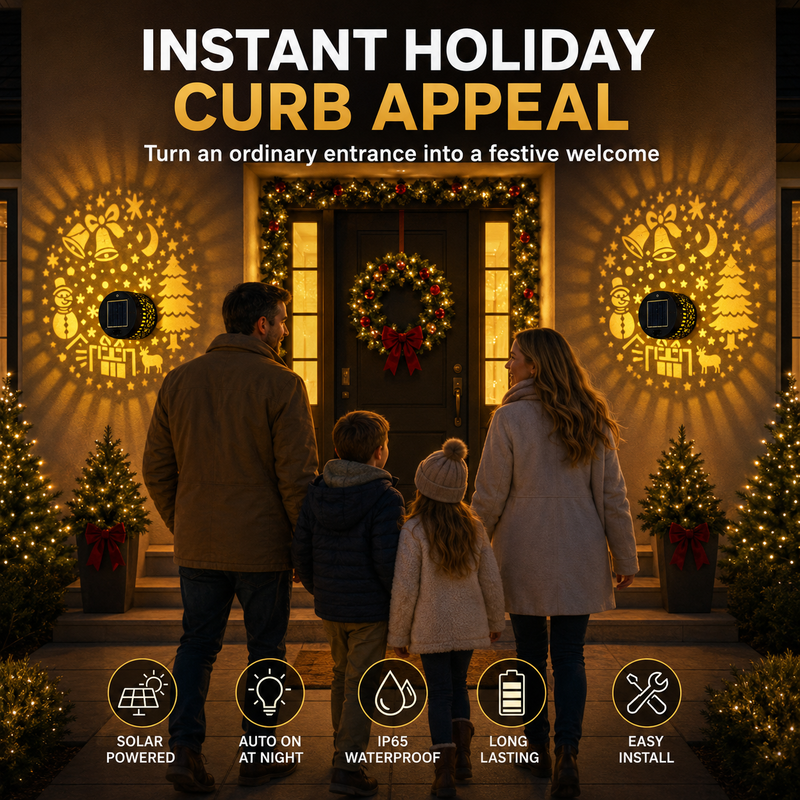 🥳2026 HOT SALE🥳💞50K+ SOLD! 🎄❄️ 50% OFF! Solar Outdoor Decorative Wall Projection Light – IP65 weatherproof, auto on/off. Projects festive patterns – perfect for Christmas & Halloween! 🏡✨