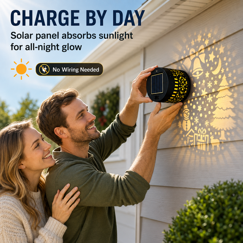🥳2026 HOT SALE🥳💞50K+ SOLD! 🎄❄️ 50% OFF! Solar Outdoor Decorative Wall Projection Light – IP65 weatherproof, auto on/off. Projects festive patterns – perfect for Christmas & Halloween! 🏡✨