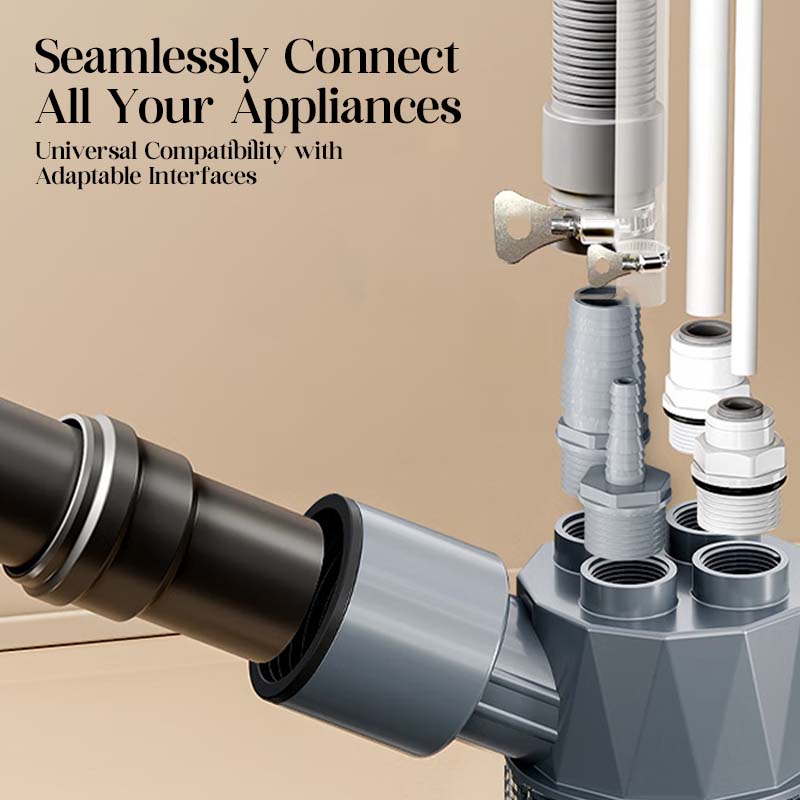 🥳2026 HOT SALE🥳💞50K+ SOLD! 🔧🚰 50% OFF! 5-Way Sink Drain Adapter – connects washing machine, dishwasher & more to one drain. Dual anti-odor valves block smells & pests. Gravity seal stops backflow – keeps your kitchen fresh & dry! 🛡️✅