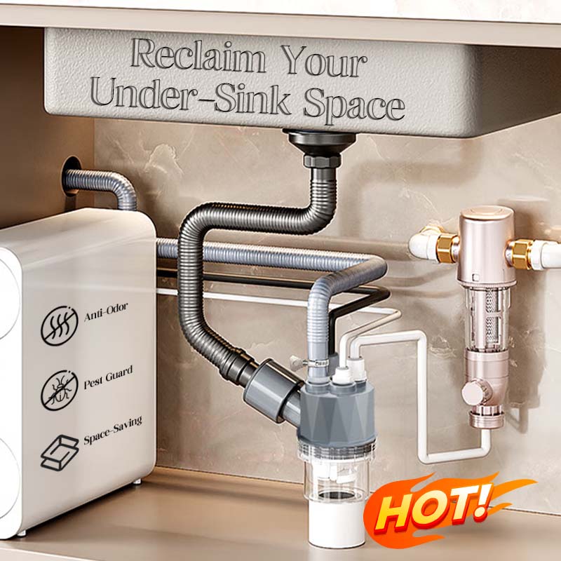 🥳2026 HOT SALE🥳💞50K+ SOLD! 🔧🚰 50% OFF! 5-Way Sink Drain Adapter – connects washing machine, dishwasher & more to one drain. Dual anti-odor valves block smells & pests. Gravity seal stops backflow – keeps your kitchen fresh & dry! 🛡️✅
