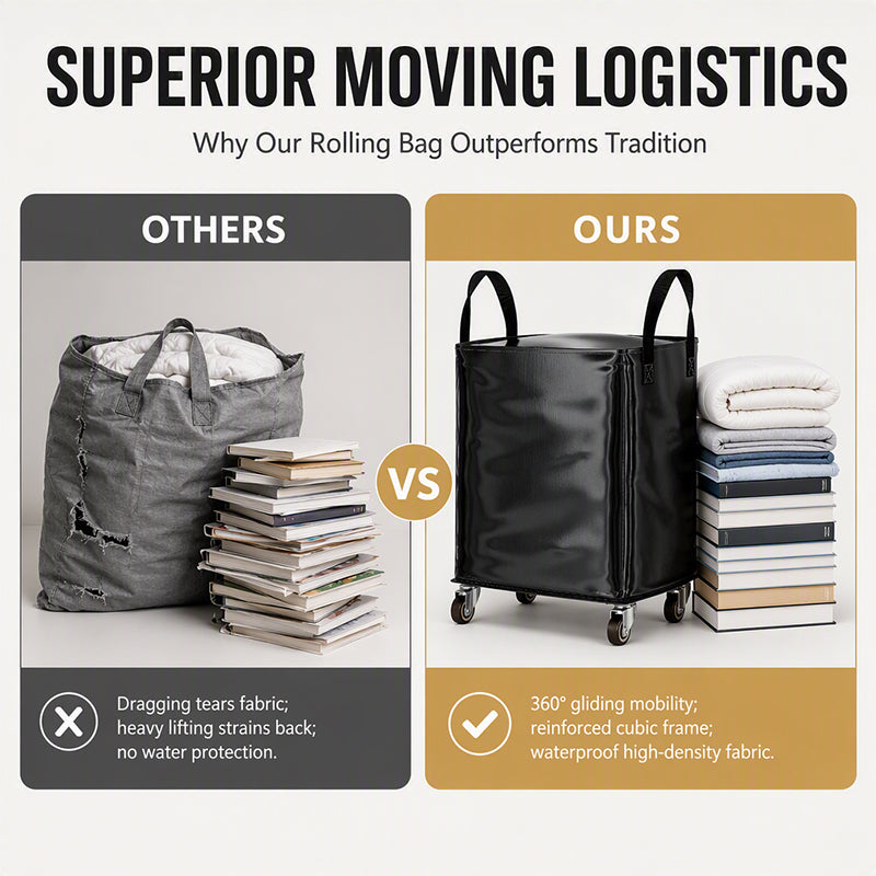 🥳2026 HOT SALE🥳💞50K+ SOLD! 🧳🛞 50% OFF! Large Waterproof Moving Bag with Wheels – Smooth swivel wheels, waterproof fabric & reinforced seams. Perfect for moving, dorm storage & seasonal quilts! 🏠✨