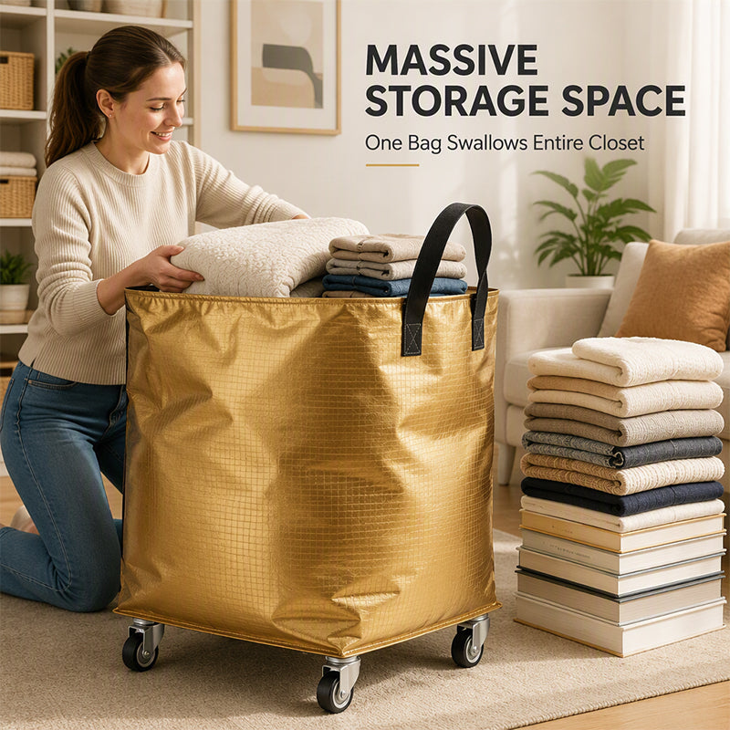 🥳2026 HOT SALE🥳💞50K+ SOLD! 🧳🛞 50% OFF! Large Waterproof Moving Bag with Wheels – Smooth swivel wheels, waterproof fabric & reinforced seams. Perfect for moving, dorm storage & seasonal quilts! 🏠✨