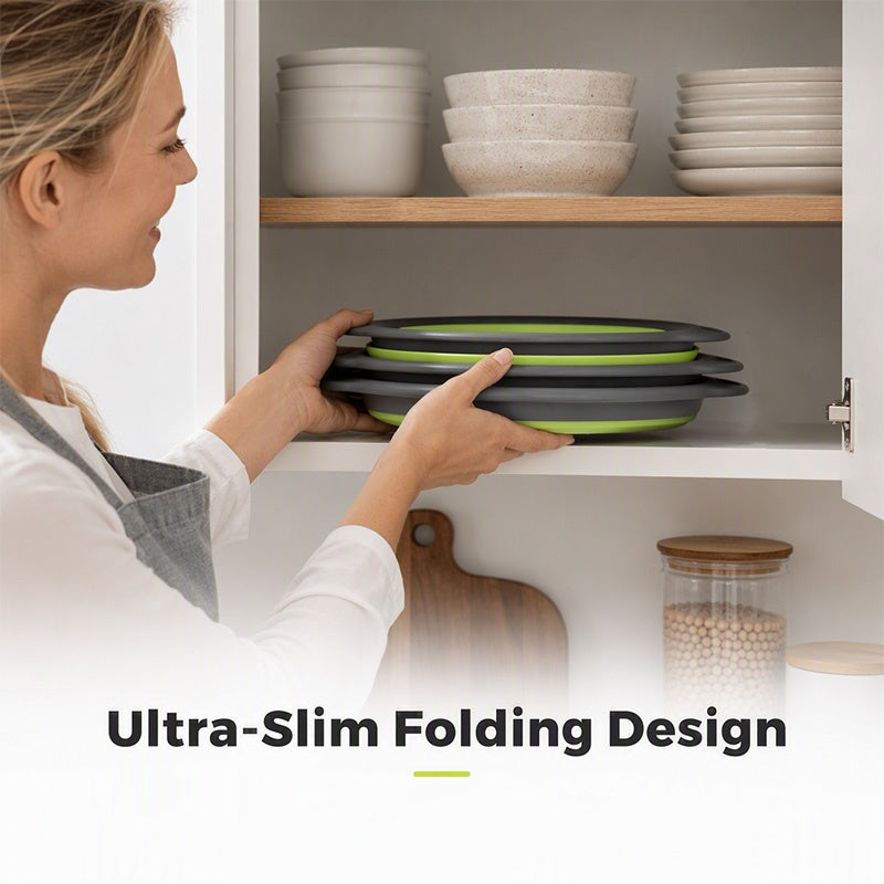 🥳2026 HOT SALE🥳💞50K+ SOLD! 🥬💦 50% OFF! 3-Piece Collapsible Colander Set – folds flat to save cupboard space, nests together neatly. 3 sizes for fruits, veg & pasta – no more oversized colanders taking over your kitchen! 🏠✨