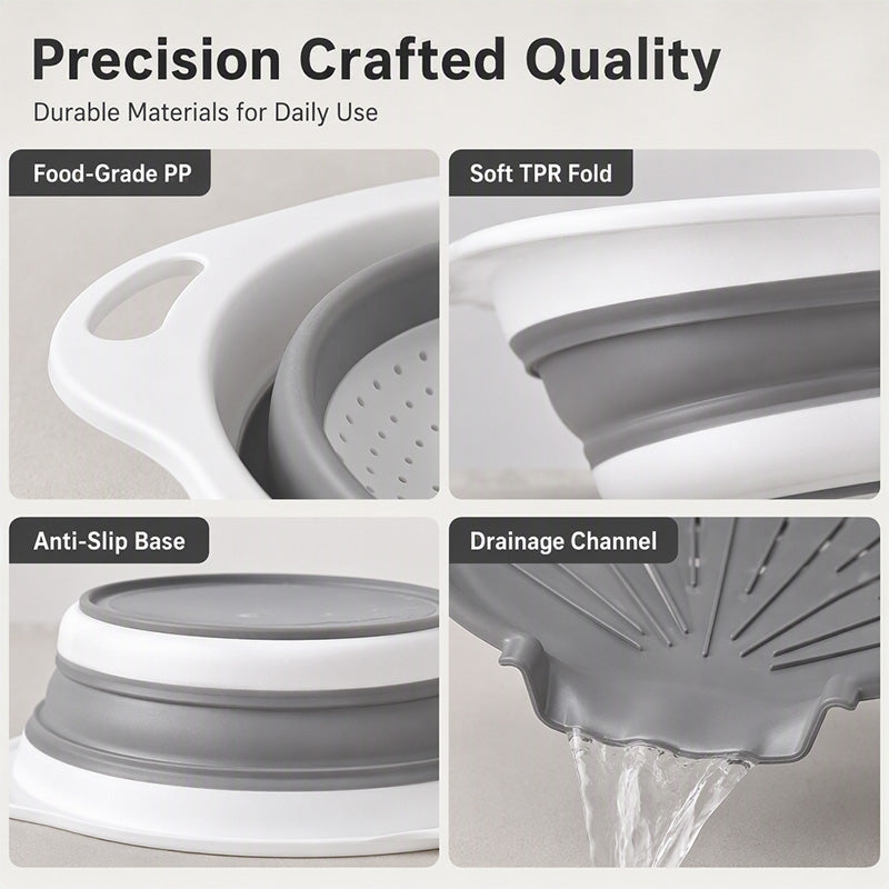 🥳2026 HOT SALE🥳💞50K+ SOLD! 🥬💦 50% OFF! 3-Piece Collapsible Colander Set – folds flat to save cupboard space, nests together neatly. 3 sizes for fruits, veg & pasta – no more oversized colanders taking over your kitchen! 🏠✨