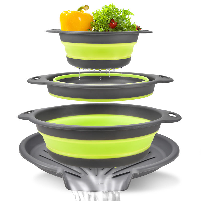 🥳2026 HOT SALE🥳💞50K+ SOLD! 🥬💦 50% OFF! 3-Piece Collapsible Colander Set – folds flat to save cupboard space, nests together neatly. 3 sizes for fruits, veg & pasta – no more oversized colanders taking over your kitchen! 🏠✨