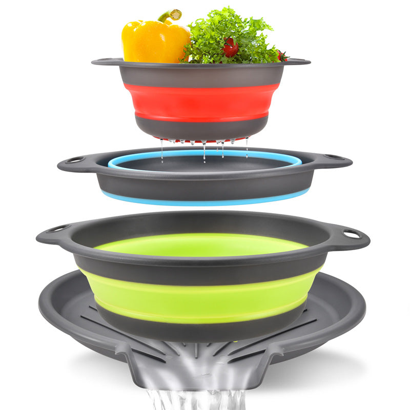 🥳2026 HOT SALE🥳💞50K+ SOLD! 🥬💦 50% OFF! 3-Piece Collapsible Colander Set – folds flat to save cupboard space, nests together neatly. 3 sizes for fruits, veg & pasta – no more oversized colanders taking over your kitchen! 🏠✨
