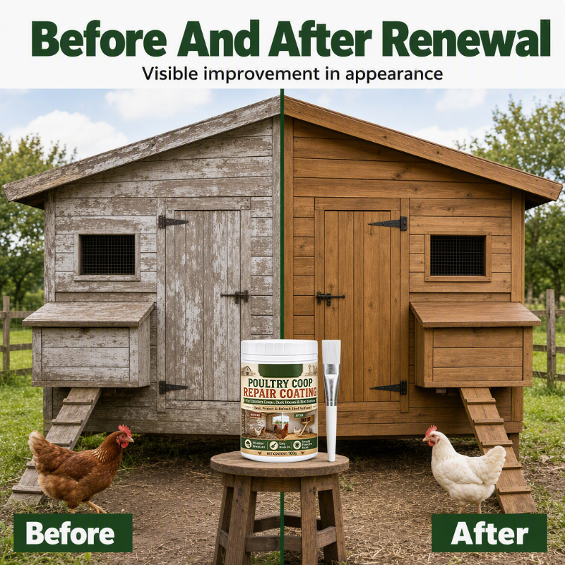 🥳2026 HOT SALE🥳💞50K+ SOLD! 🏚️🌧️ 50% OFF! Poultry Coop Repair Coating – brush-on waterproof seal revitalises weathered wood. Blocks rain, repels damp, keeps your flock warm & dry through UK winters – no more leaks! 🐓✅