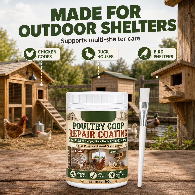 🥳2026 HOT SALE🥳💞50K+ SOLD! 🏚️🌧️ 50% OFF! Poultry Coop Repair Coating – brush-on waterproof seal revitalises weathered wood. Blocks rain, repels damp, keeps your flock warm & dry through UK winters – no more leaks! 🐓✅
