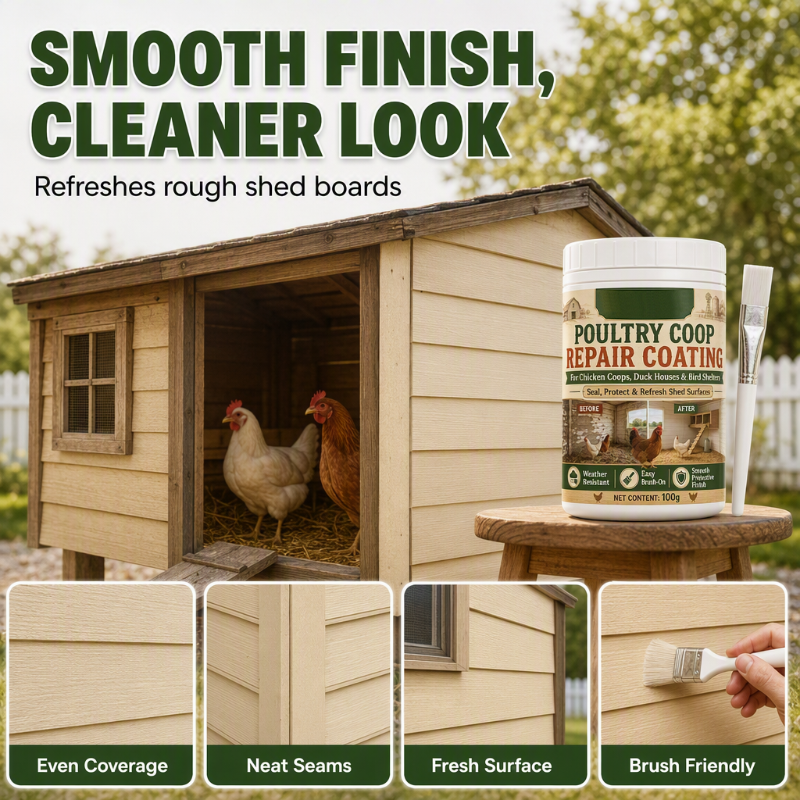 🥳2026 HOT SALE🥳💞50K+ SOLD! 🏚️🌧️ 50% OFF! Poultry Coop Repair Coating – brush-on waterproof seal revitalises weathered wood. Blocks rain, repels damp, keeps your flock warm & dry through UK winters – no more leaks! 🐓✅