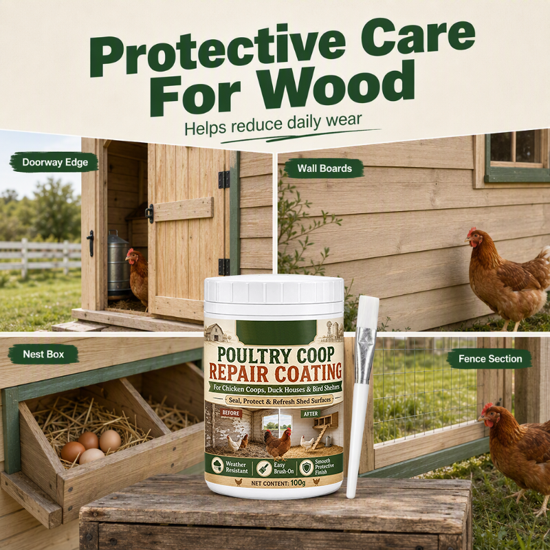🥳2026 HOT SALE🥳💞50K+ SOLD! 🏚️🌧️ 50% OFF! Poultry Coop Repair Coating – brush-on waterproof seal revitalises weathered wood. Blocks rain, repels damp, keeps your flock warm & dry through UK winters – no more leaks! 🐓✅