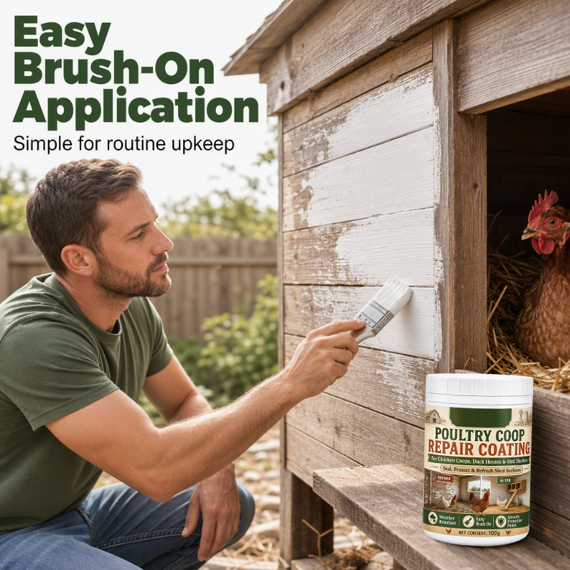🥳2026 HOT SALE🥳💞50K+ SOLD! 🏚️🌧️ 50% OFF! Poultry Coop Repair Coating – brush-on waterproof seal revitalises weathered wood. Blocks rain, repels damp, keeps your flock warm & dry through UK winters – no more leaks! 🐓✅