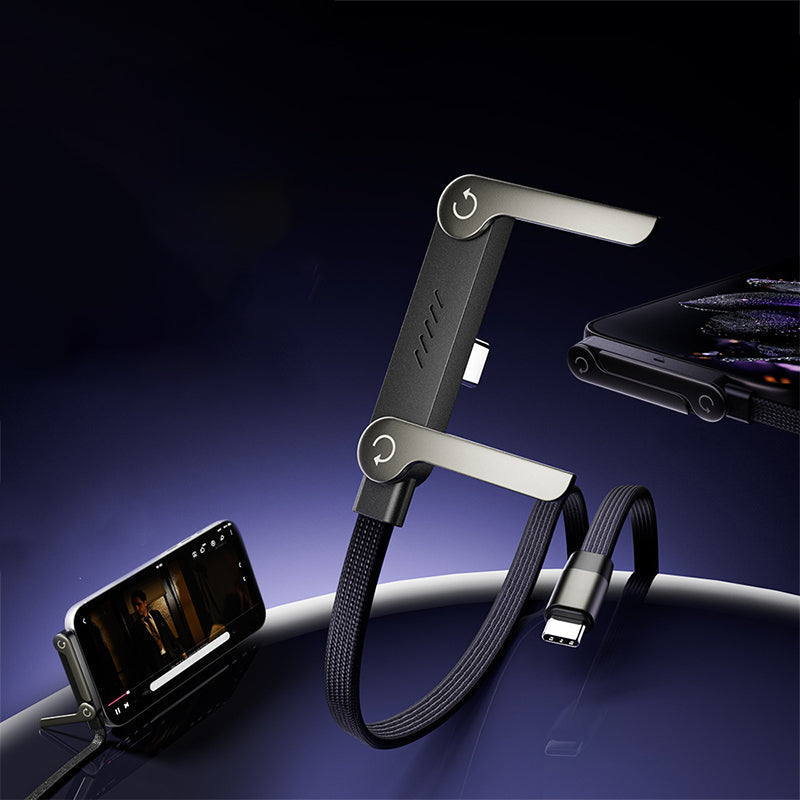 🥳2026 HOT SALE🥳💞50K+ SOLD! 🔌📱 240W Fast Charging Cable with Stand – built-in adjustable phone stand for hands-free video calls. 1.5m, zinc alloy, 90° connector – charge & watch anywhere! 🎬✅