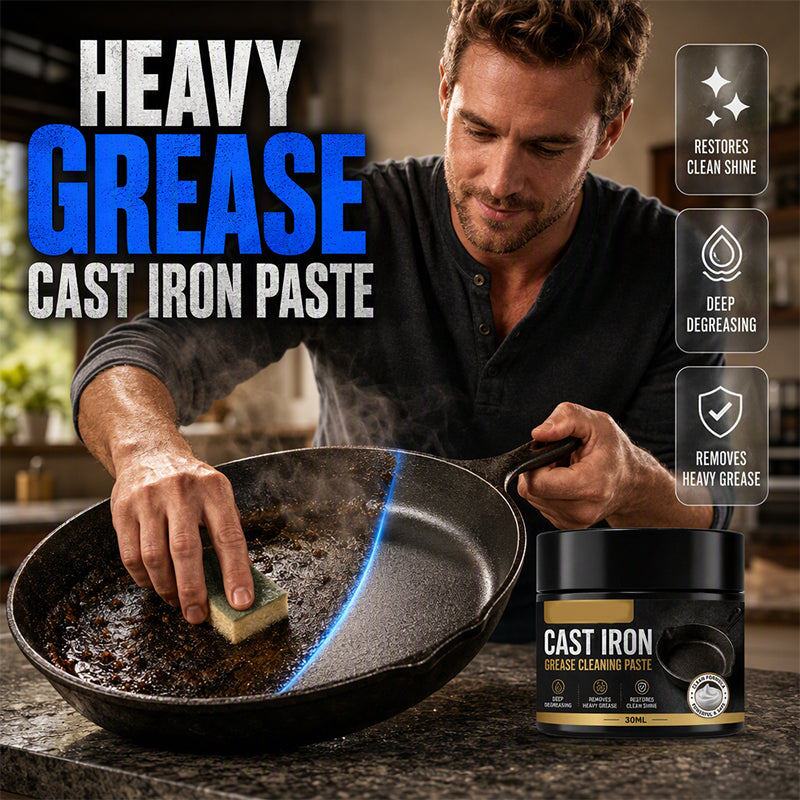 🥳2026 HOT SALE🥳💞50K+ SOLD! 🔥🧽 50% OFF! Heavy Grease Cast Iron Paste – loosens heavy grease & cooked-on residue, less scrubbing. Includes sponge! 🍳✨