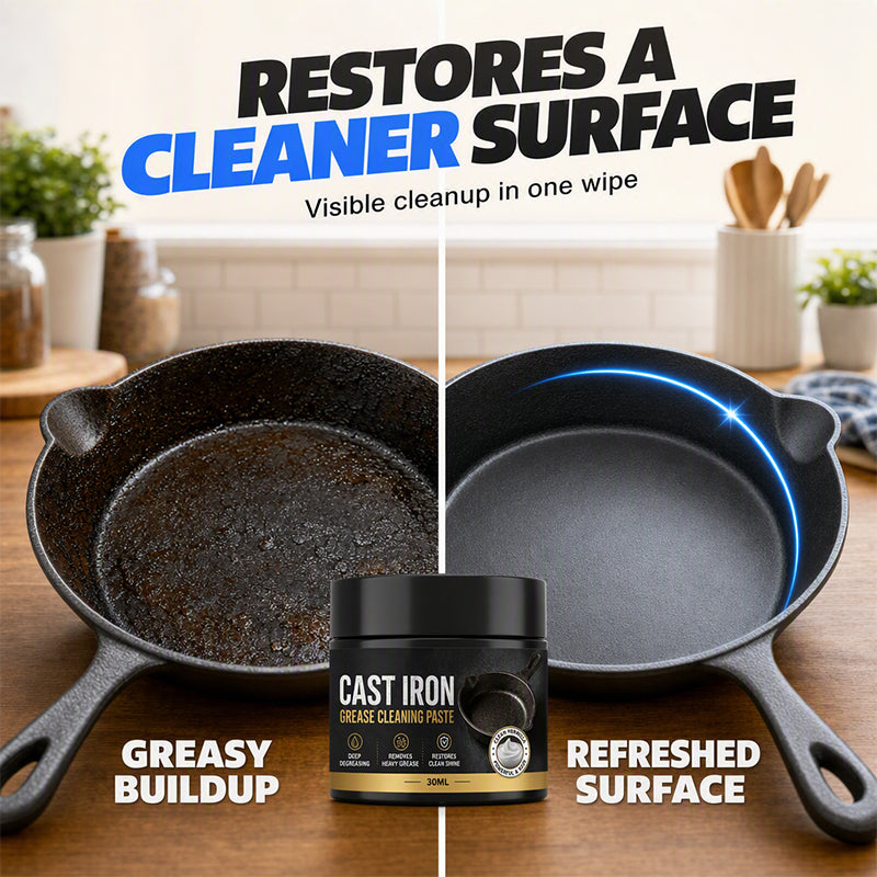 🥳2026 HOT SALE🥳💞50K+ SOLD! 🔥🧽 50% OFF! Heavy Grease Cast Iron Paste – loosens heavy grease & cooked-on residue, less scrubbing. Includes sponge! 🍳✨