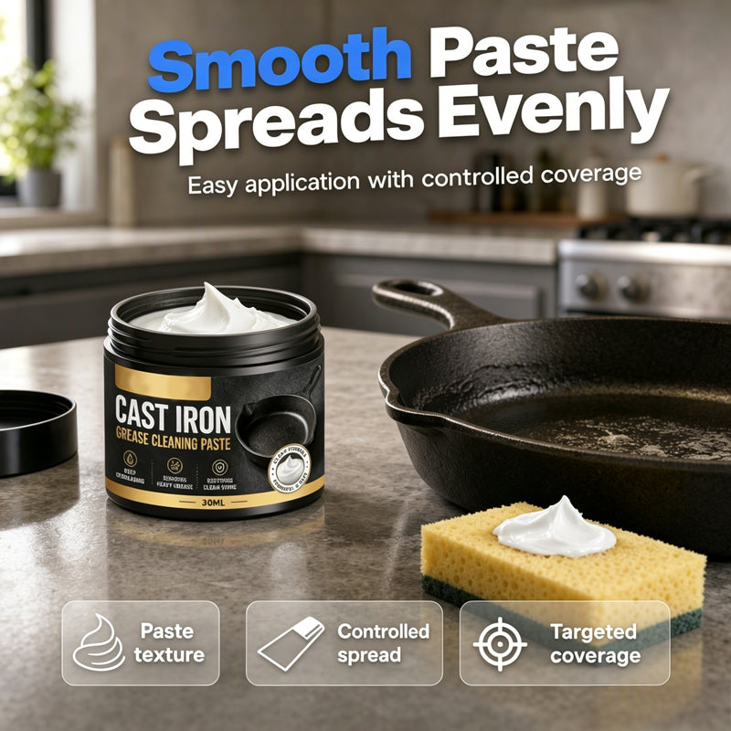 🥳2026 HOT SALE🥳💞50K+ SOLD! 🔥🧽 50% OFF! Heavy Grease Cast Iron Paste – loosens heavy grease & cooked-on residue, less scrubbing. Includes sponge! 🍳✨