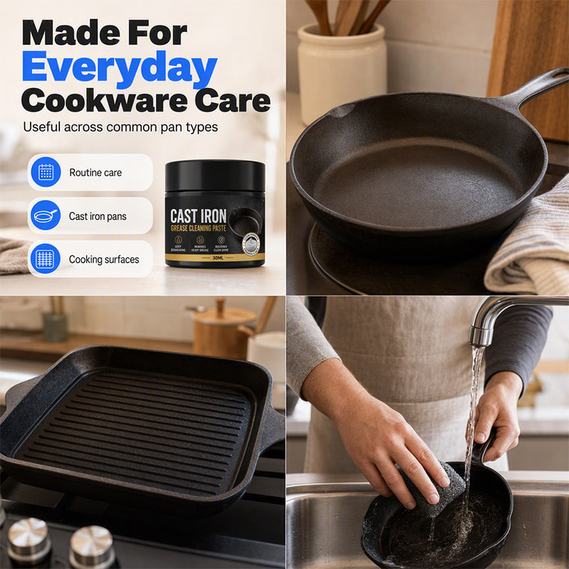 🥳2026 HOT SALE🥳💞50K+ SOLD! 🔥🧽 50% OFF! Heavy Grease Cast Iron Paste – loosens heavy grease & cooked-on residue, less scrubbing. Includes sponge! 🍳✨