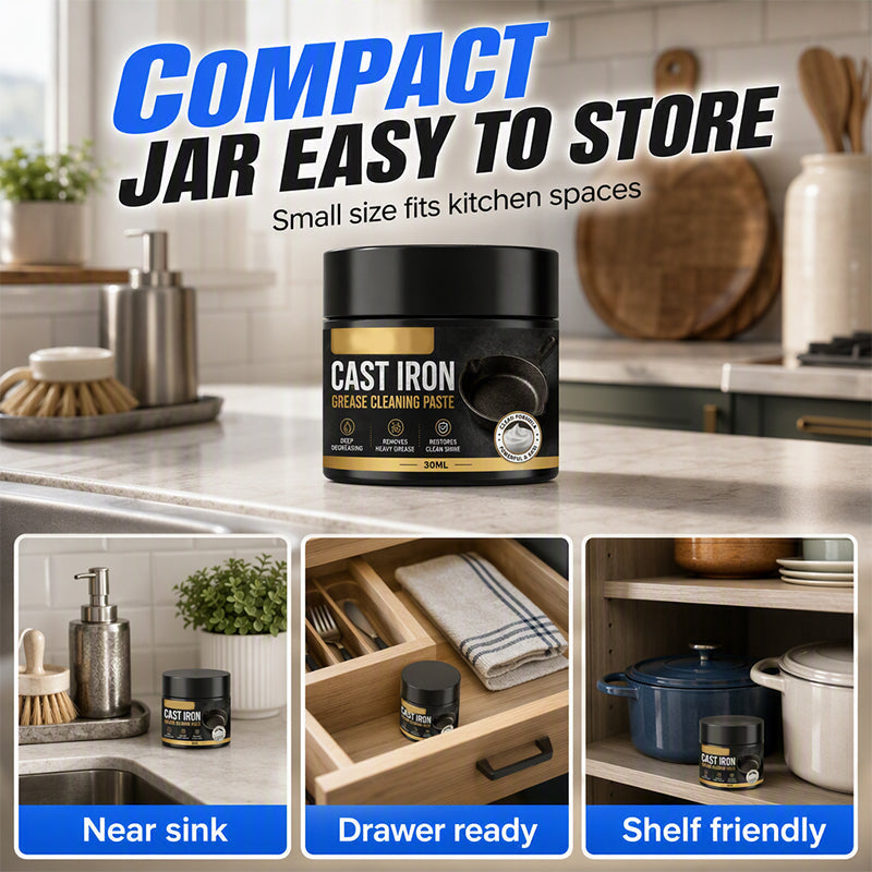 🥳2026 HOT SALE🥳💞50K+ SOLD! 🔥🧽 50% OFF! Heavy Grease Cast Iron Paste – loosens heavy grease & cooked-on residue, less scrubbing. Includes sponge! 🍳✨